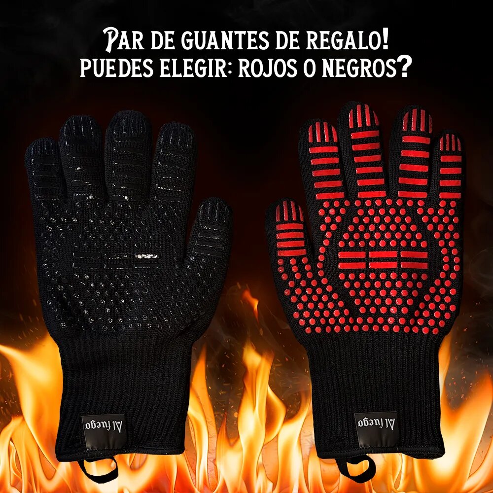 Set De Baterías Hierro Fundido Cocina Al Fuego + Guantes Regalo