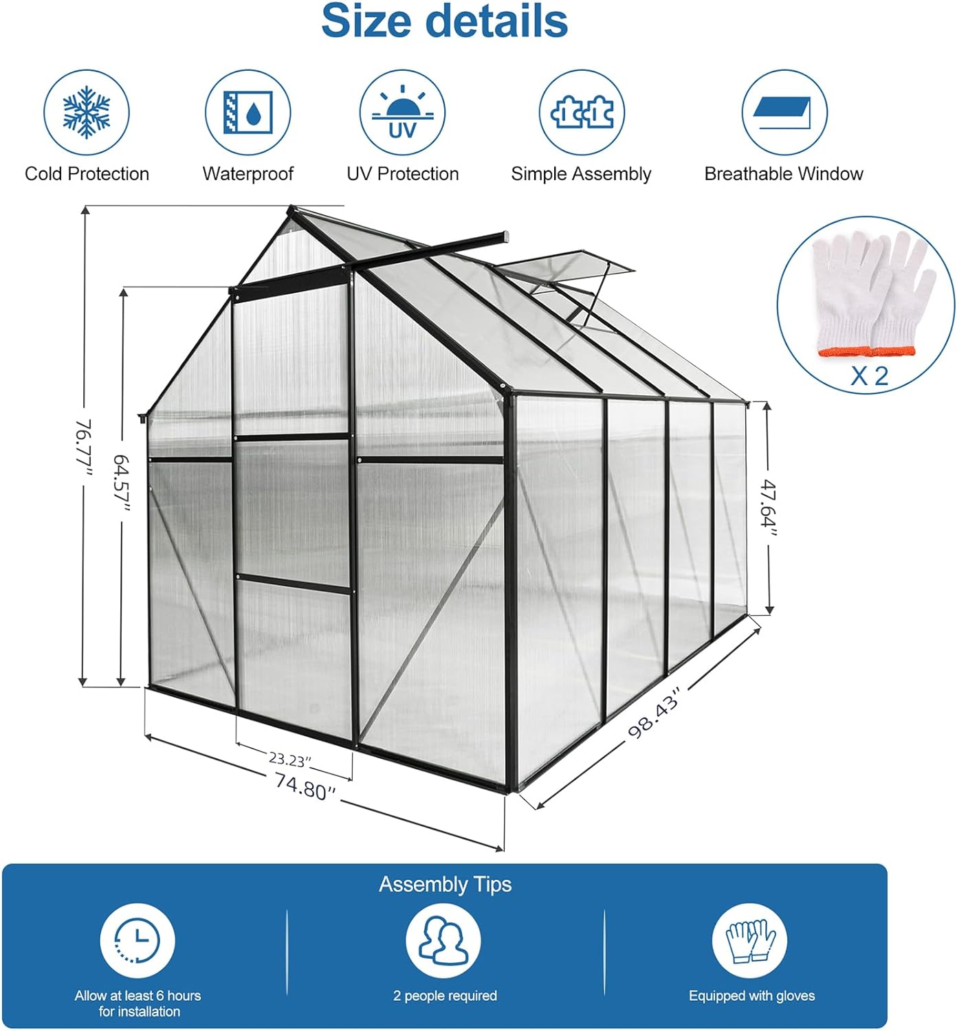 Invernadero Grow 4.8m2 Aluminio Polycarbonato Hogar