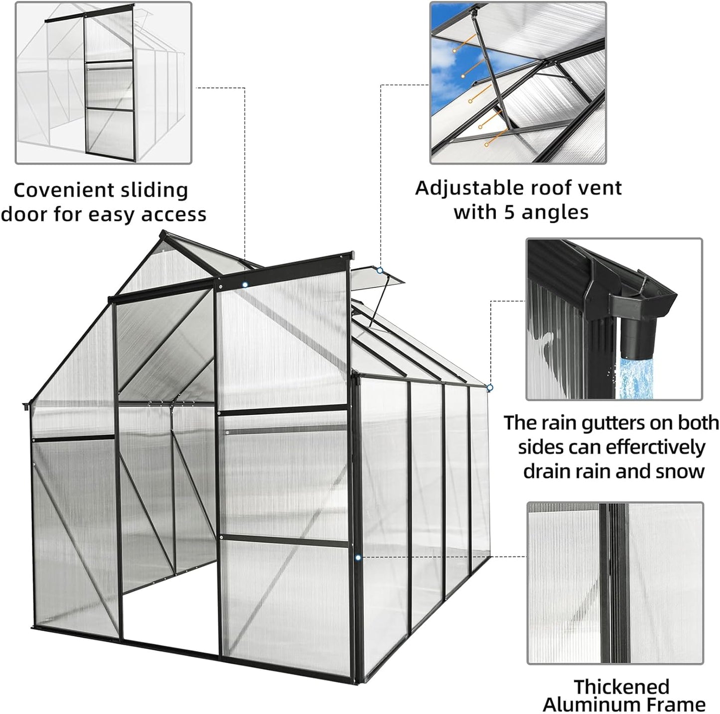 Invernadero Grow 4.8m2 Aluminio Polycarbonato Hogar
