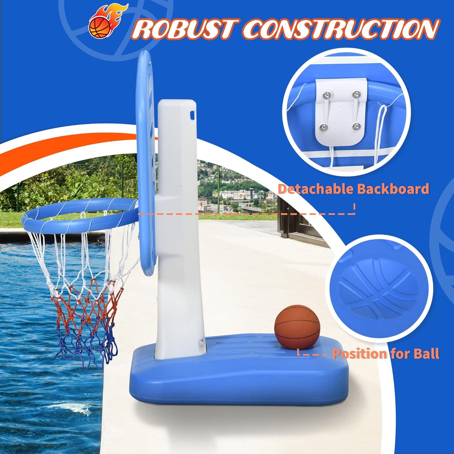 Juego de voleibol y basketball para piscina