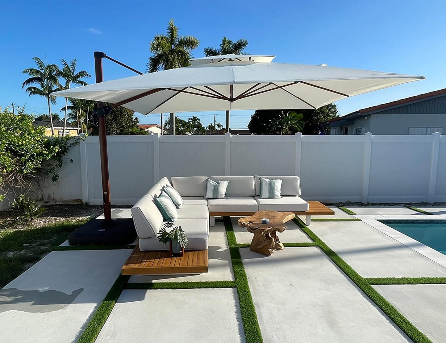 Sombrilla 3x3 Grande Cuadrada Aluminio Patio Jardín Con Base