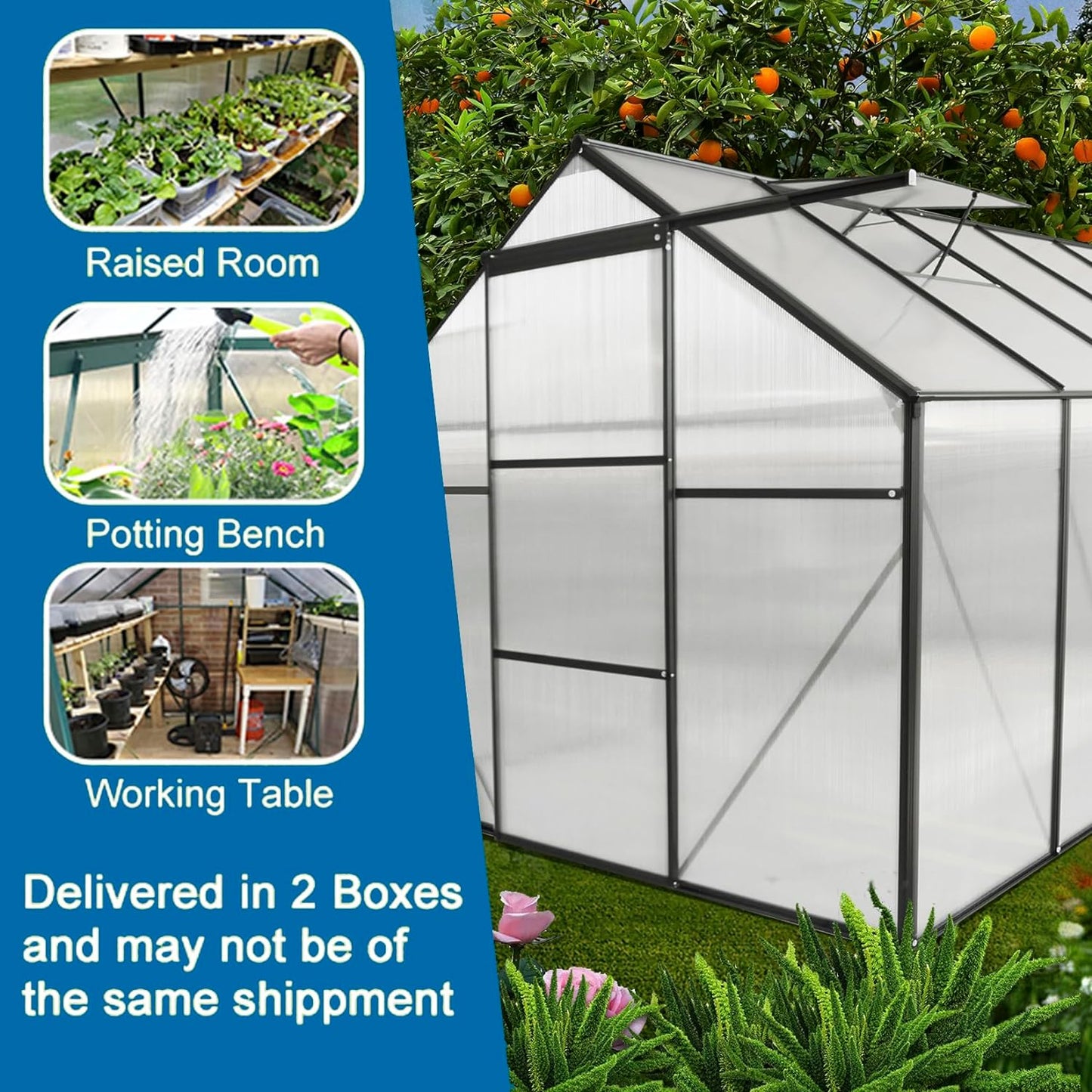 Invernadero Grow 4.8m2 Aluminio Polycarbonato Hogar