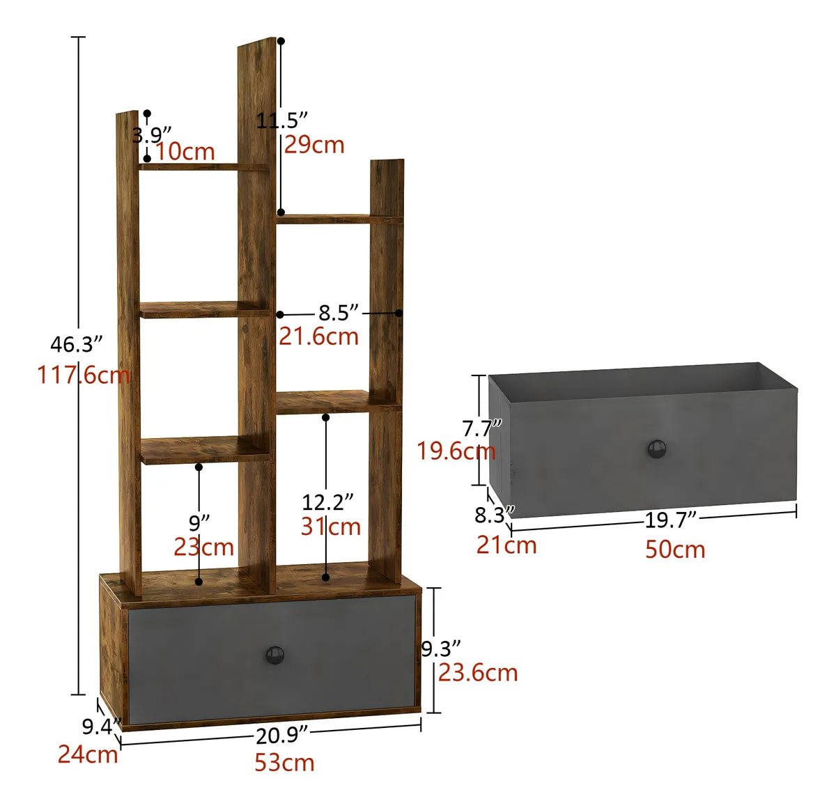 Estantería Biblioteca Repisa 7 Estantes 1 Cajón
