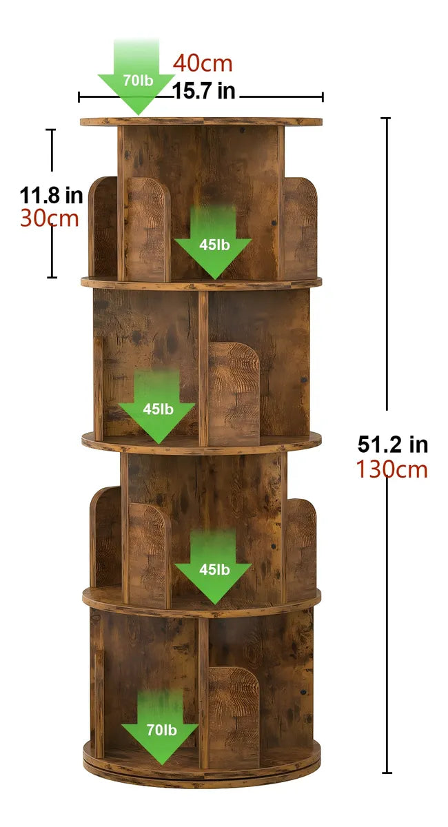 Biblioteca Repisa Estantería Giratoria Berdeal 130x40 Mdf