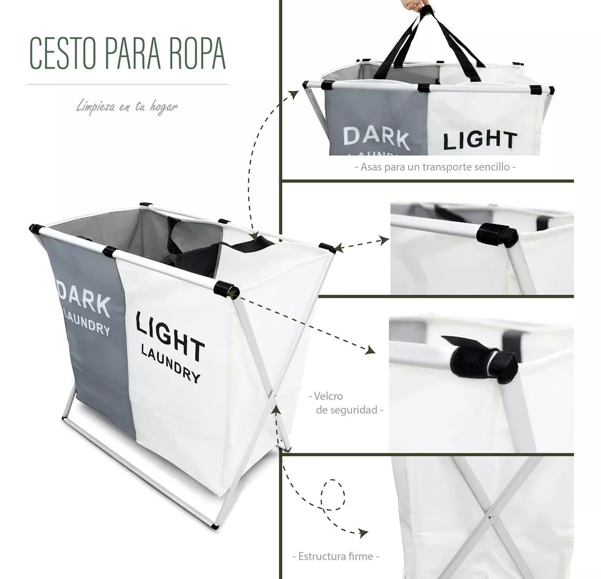 Canasto Ropa Sucia Cesto Organizador dos y tres colores