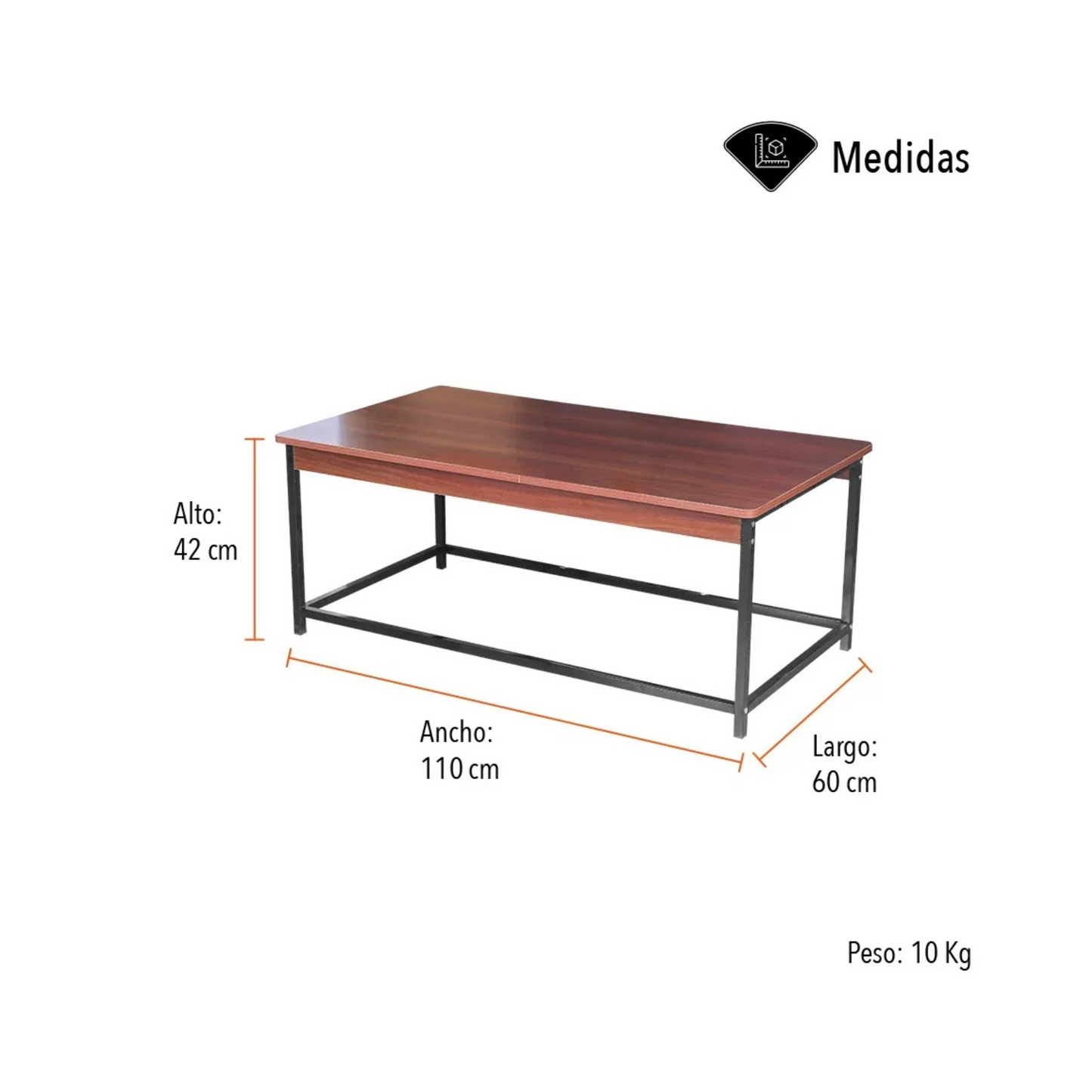 Mesa Ratona De Centro Living Hogar Metal Mdf Moderna