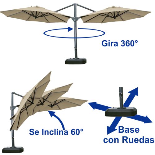 Sombrilla 3x3 Grande Cuadrada Aluminio Patio Jardín Con Base