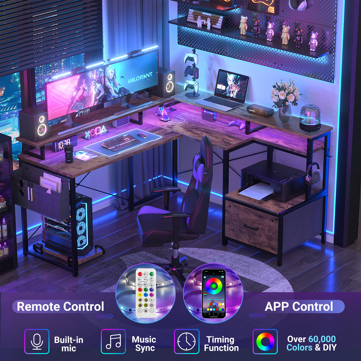 Mesa Gamer En L Esquinera Con Cajón Y Estantes - PRÓXIMO INGRESO