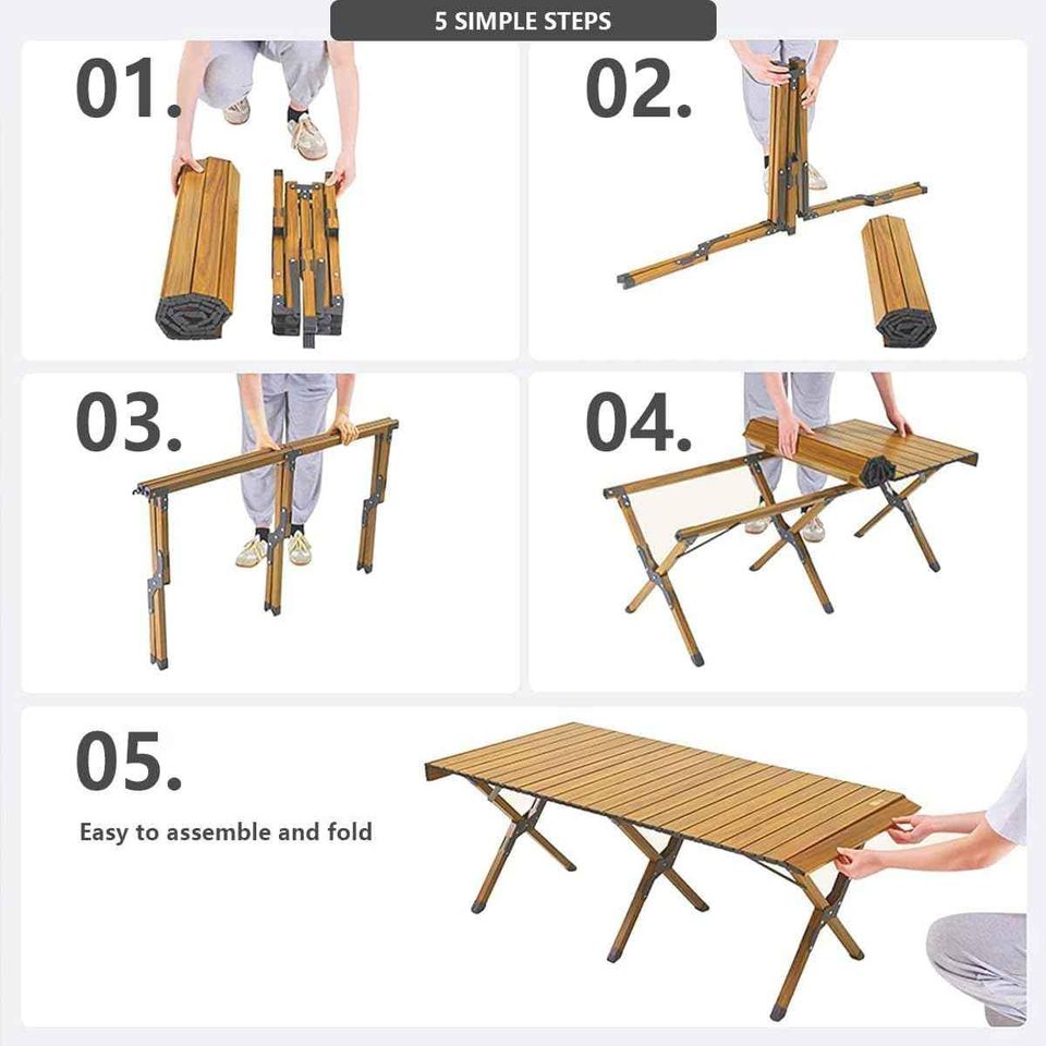 Mesa Portátil Plegable 1.20 Acero Camping Jardín Premium