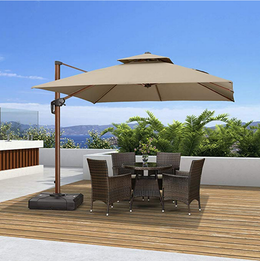 Sombrilla 3x3 Grande Cuadrada Aluminio Patio Jardín Con Base