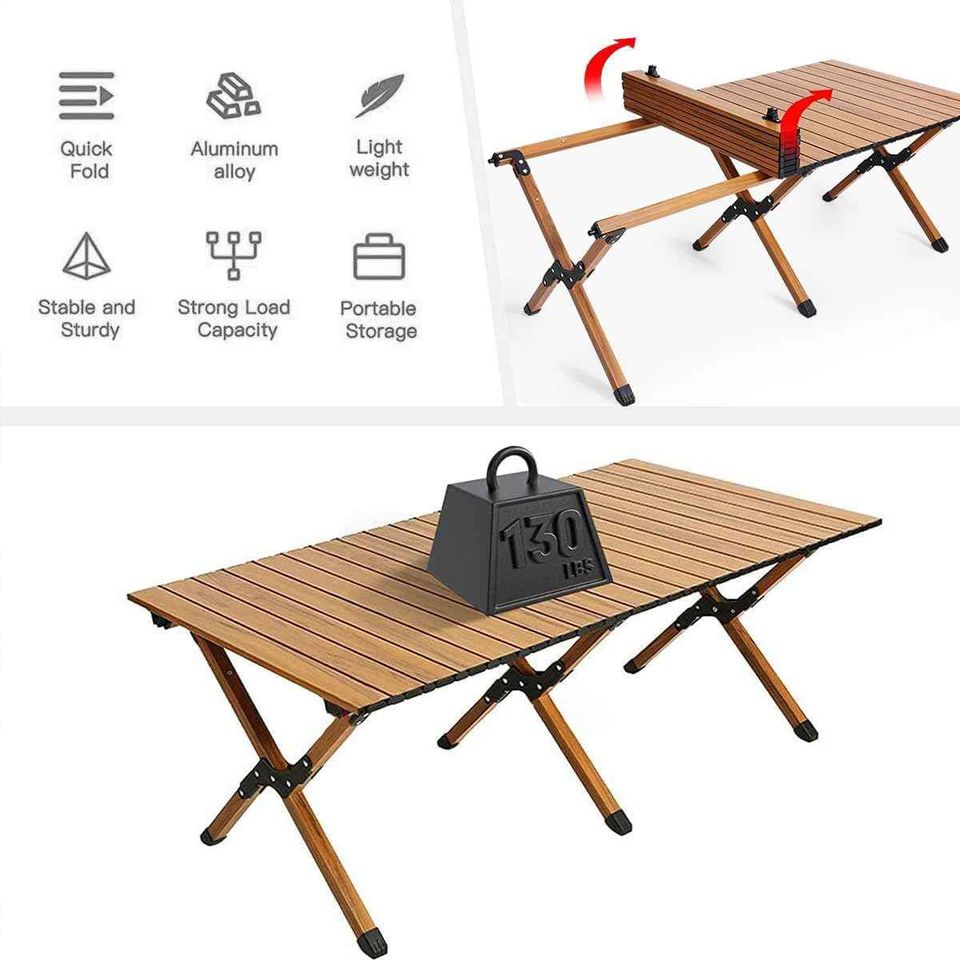 Mesa Portátil Plegable 1.20 Acero Camping Jardín Premium