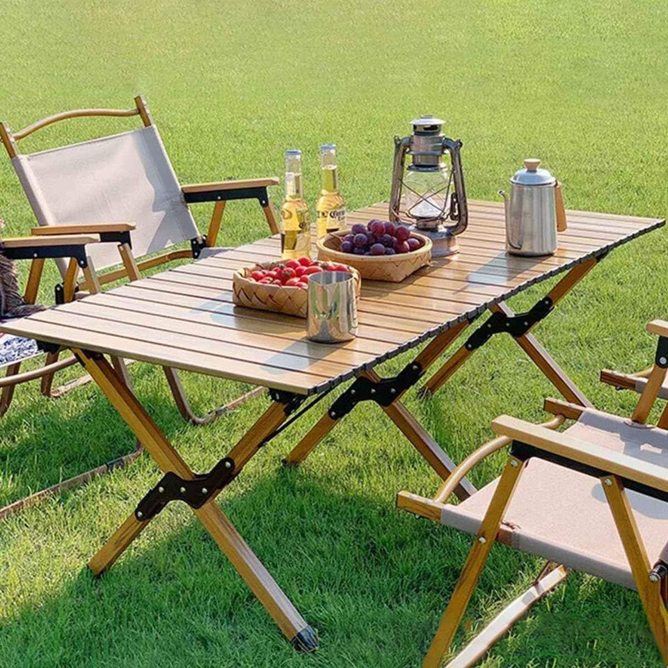 Mesa Portátil Plegable 1.20 Acero Camping Jardín Premium