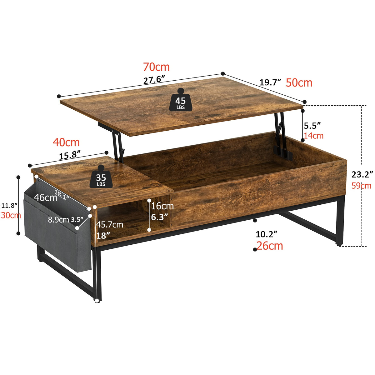 Mesa Ratona De Centro Elevable Living