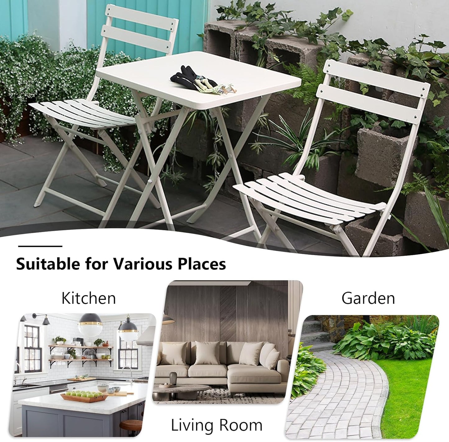 Juego De Mesa Y Sillas Cuadrada Plegable Acero