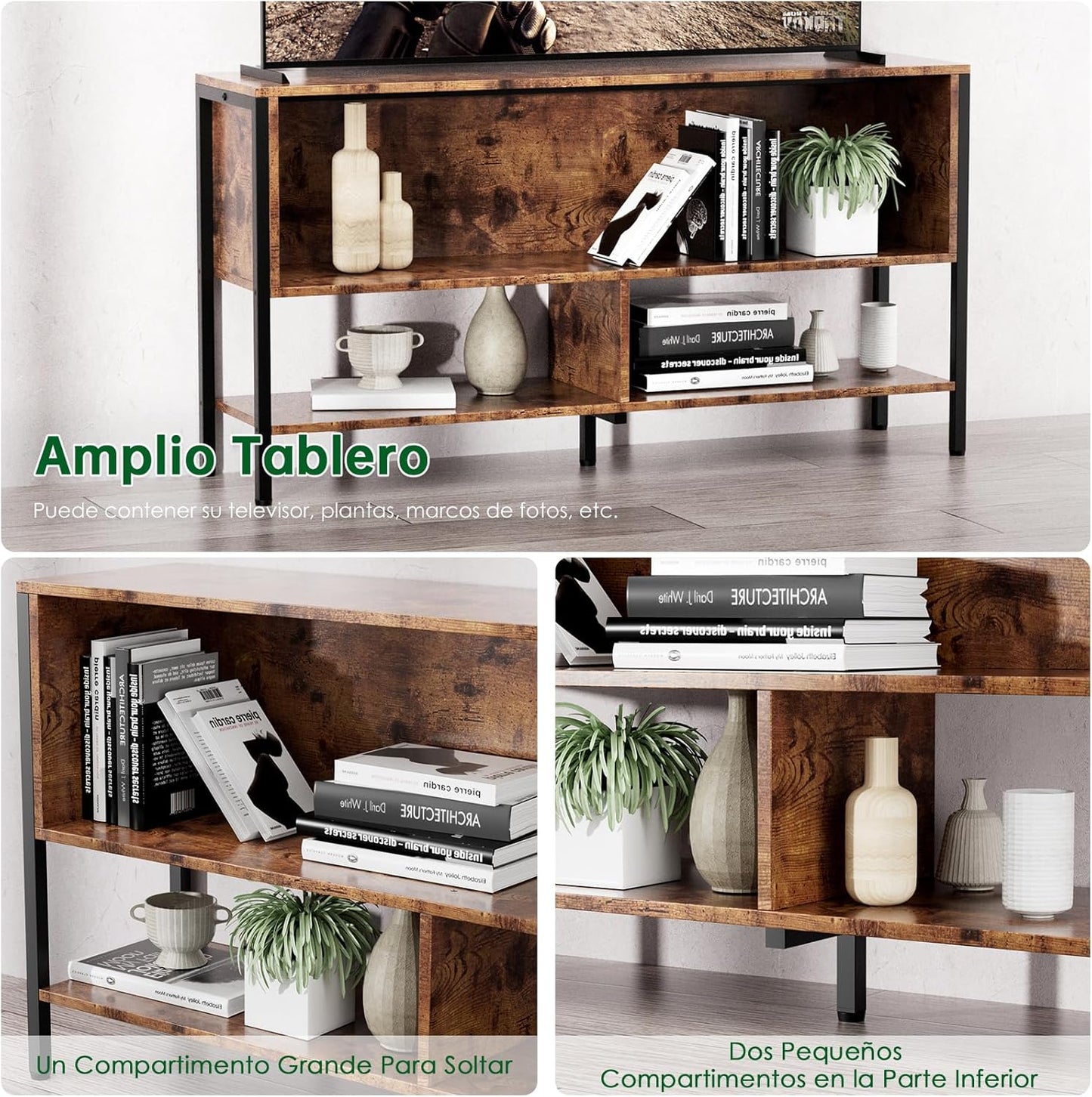 Rack Mueble Para Tv Con Estantes Minimalista Living