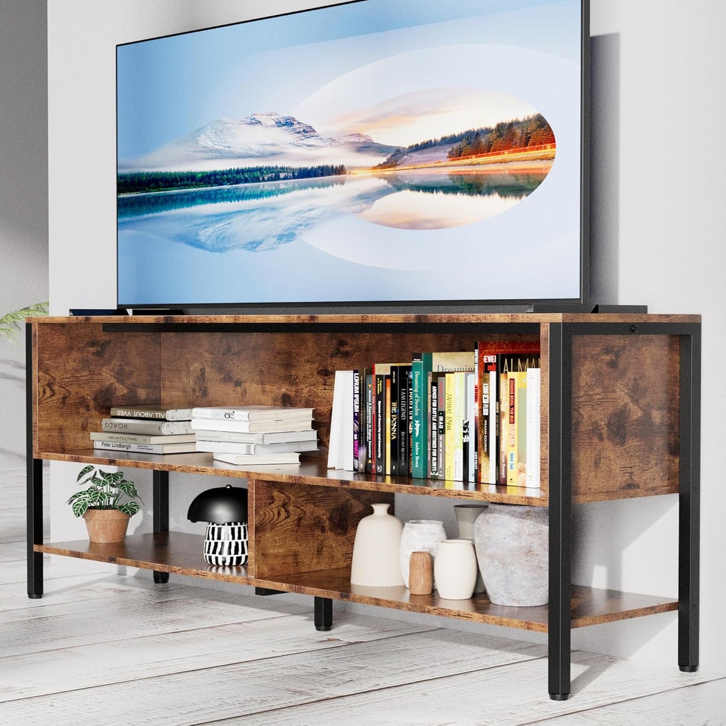 Rack Mueble Para Tv Con Estantes Minimalista Living