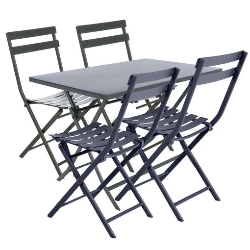 Mesa Plegable Y 4 Sillas Acero