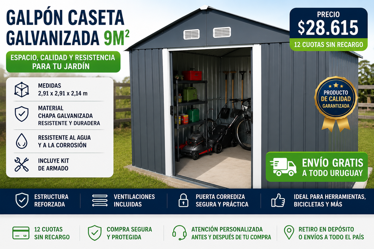 Galpón Caseta Galvanizada 2.91*2.91
