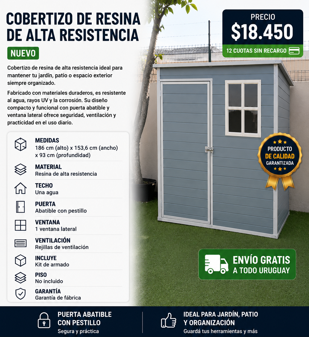 Galpón De Jardín Cobertizo Rersina 1.5m2 Con Piso Berdeal