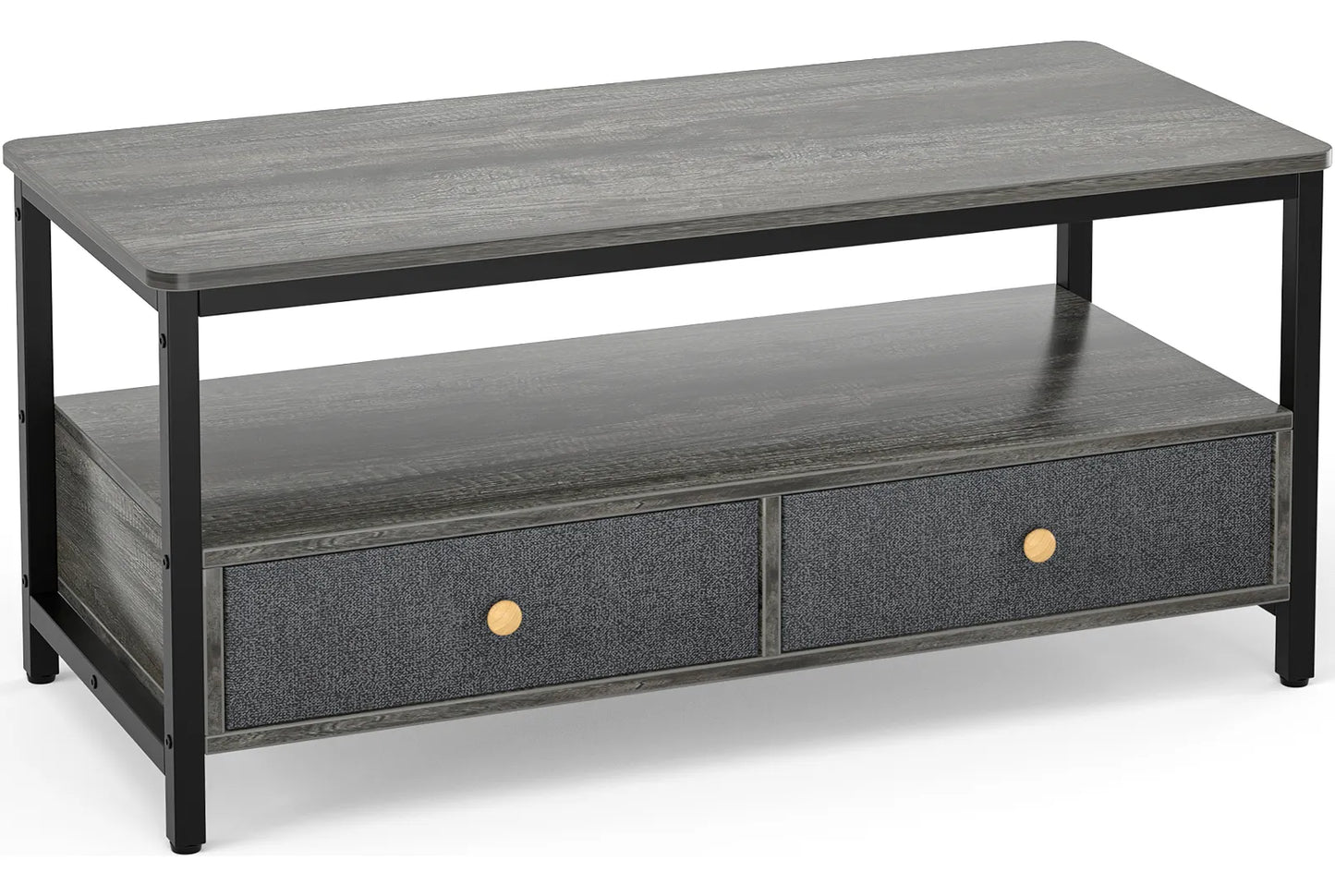 Mesa Ratona De Centro Con Estante Y Dos Cajones