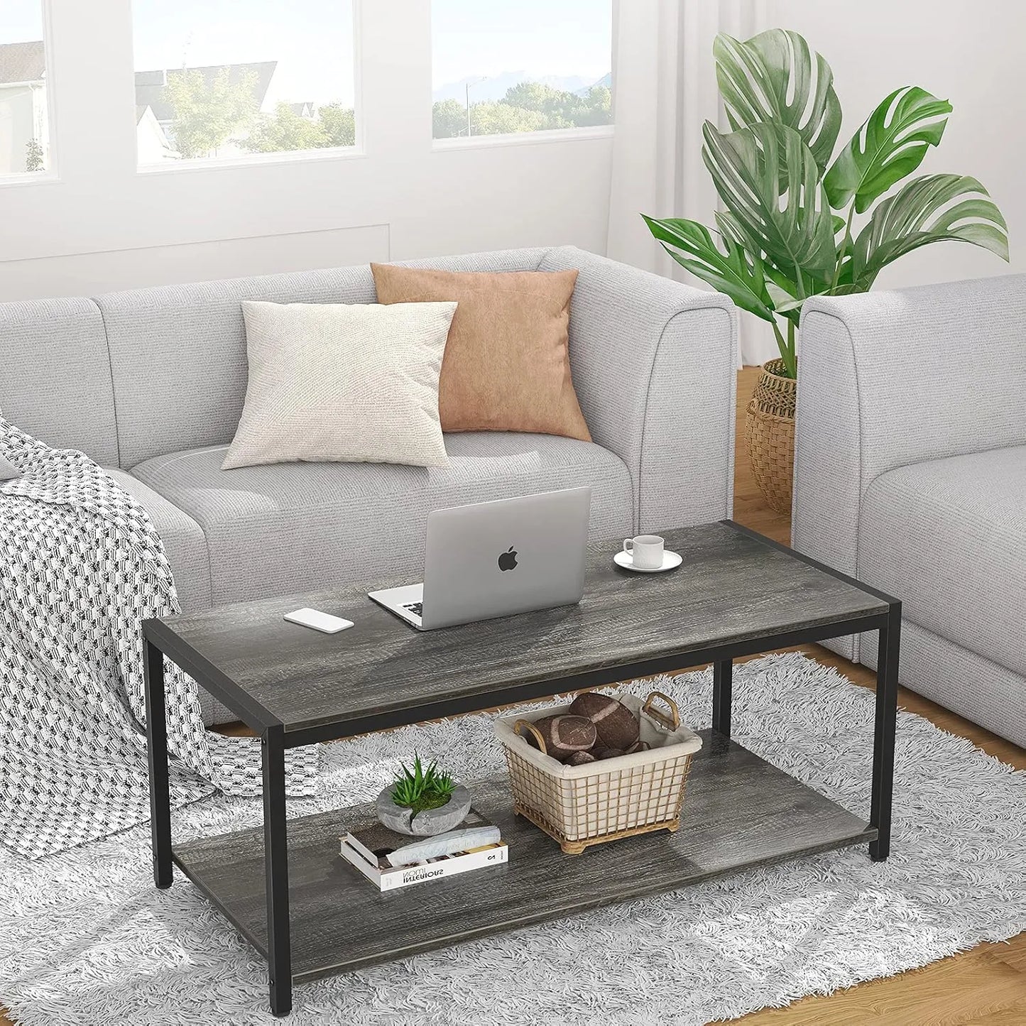 Mesa Ratona De Centro Con Estante Living