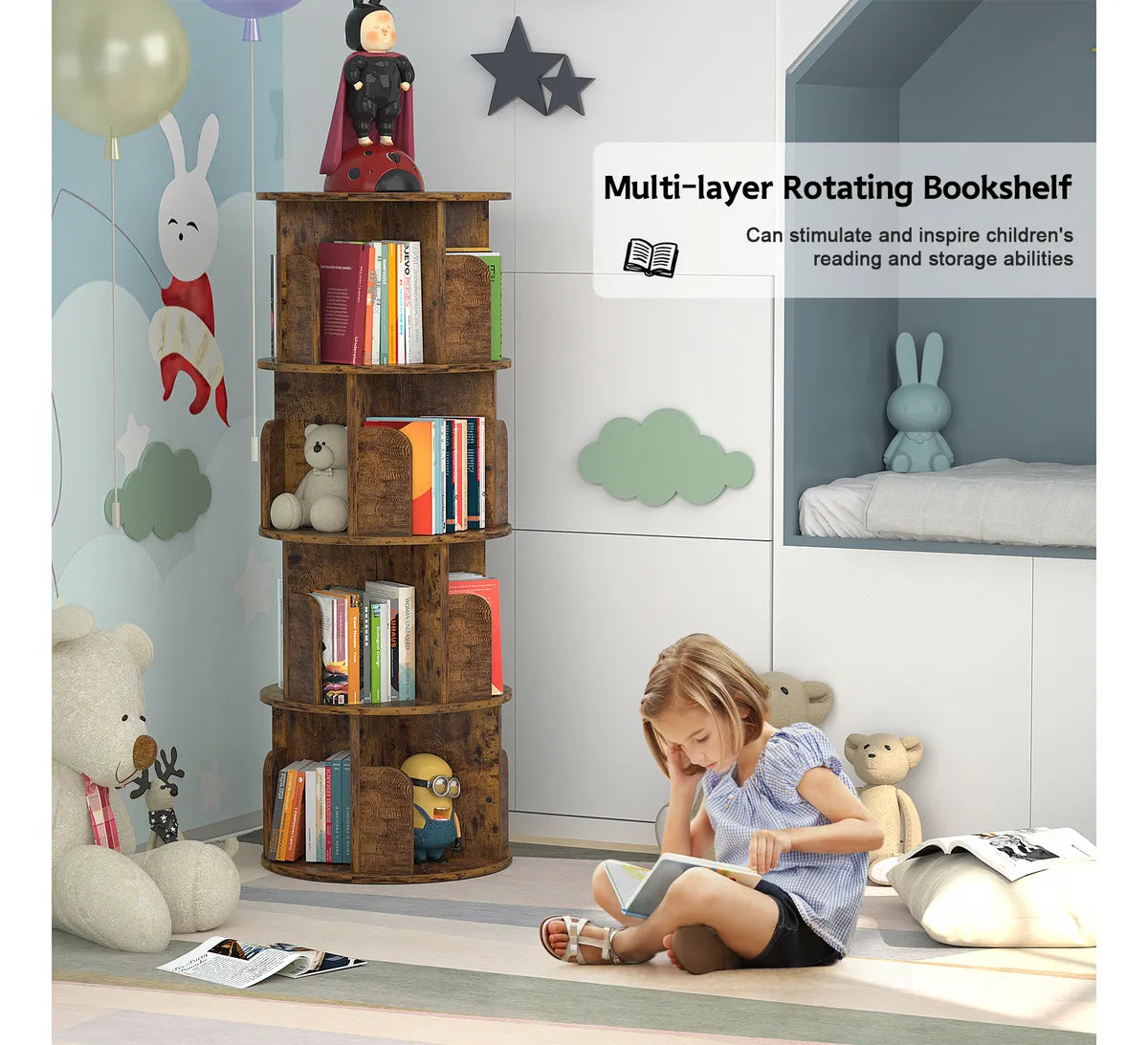 Biblioteca Repisa Estantería Giratoria Berdeal 130x40 Mdf