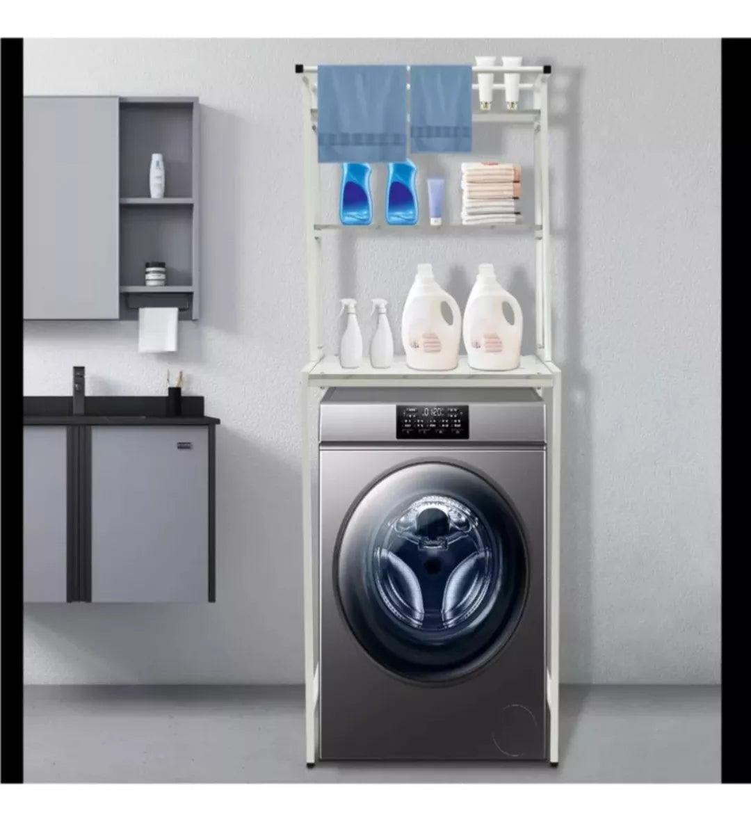 Estantería Mueble Acero Y Madera Multiuso P/ Lavarropa Baño