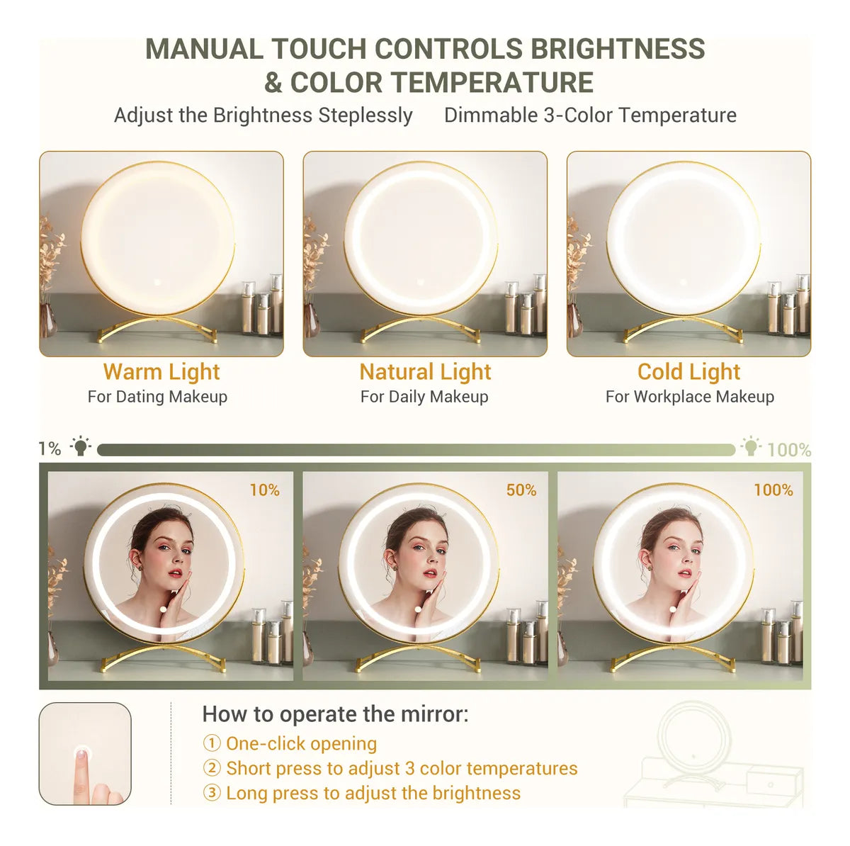 Tocador Maquillaje Cómoda Con 5 Cajones Espejo Led Banco