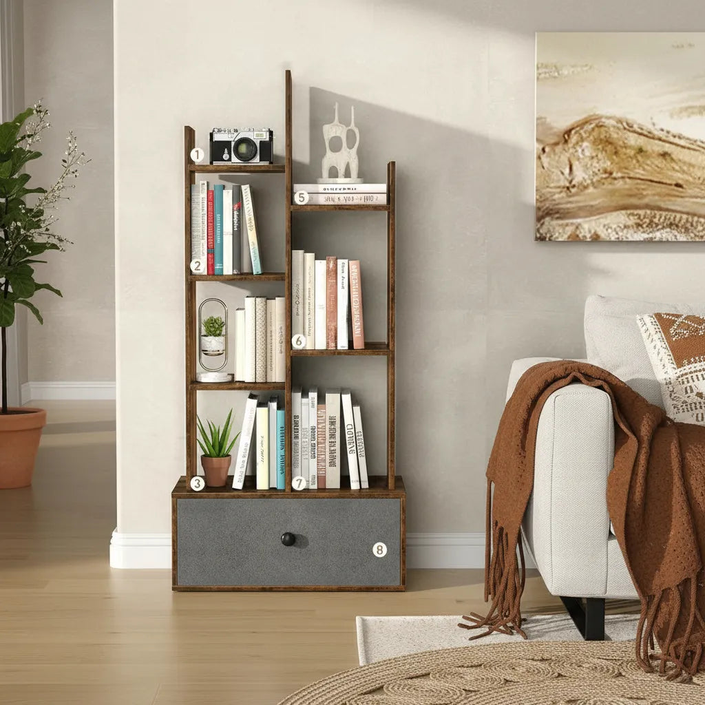 Estantería Biblioteca Repisa 7 Estantes 1 Cajón