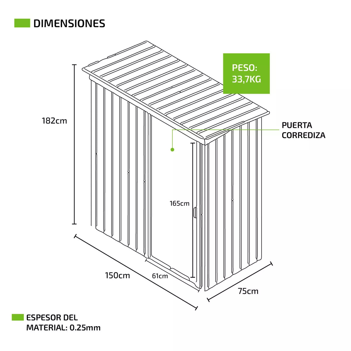 Galpón Chapa Galvanizada 1.5m2 Exterior Jardín