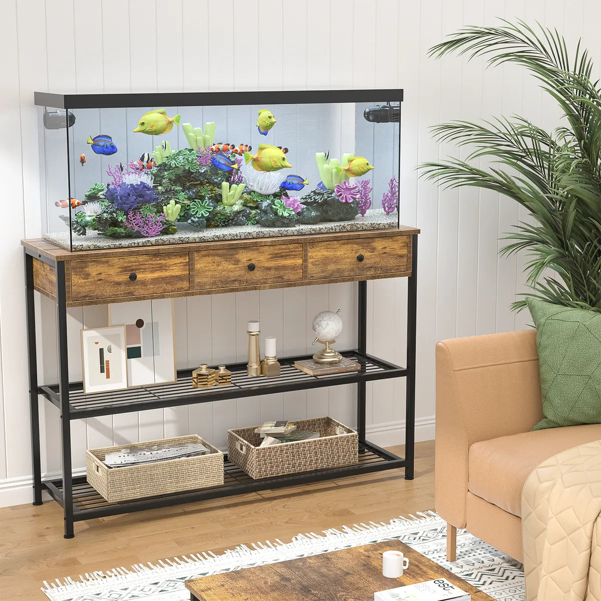 Mesa De Arrime Recibidor 3 Cajones 2 Estantes Living