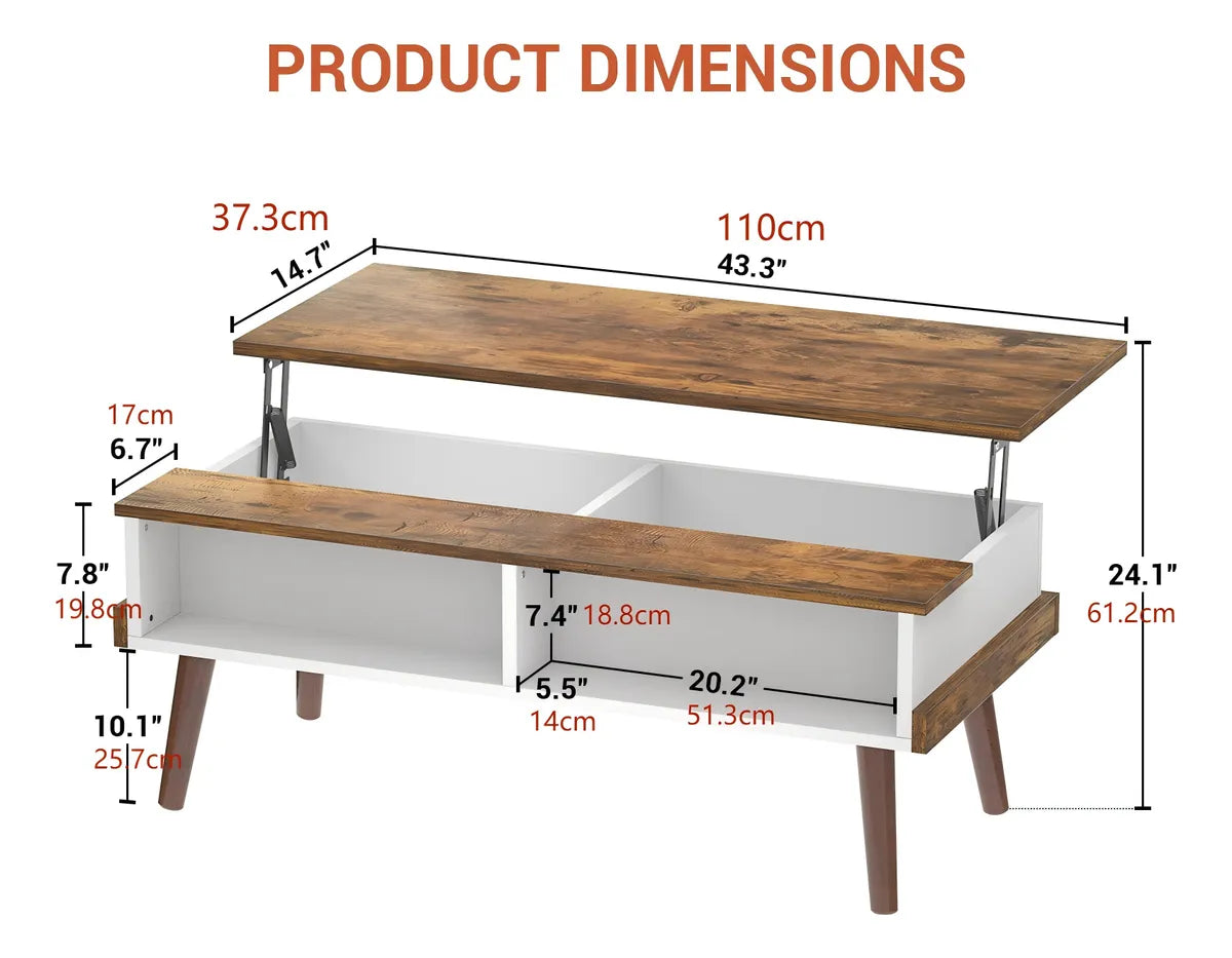 Mesa Ratona Auxiliar De Centro Elevable C/2 Almacenamiento