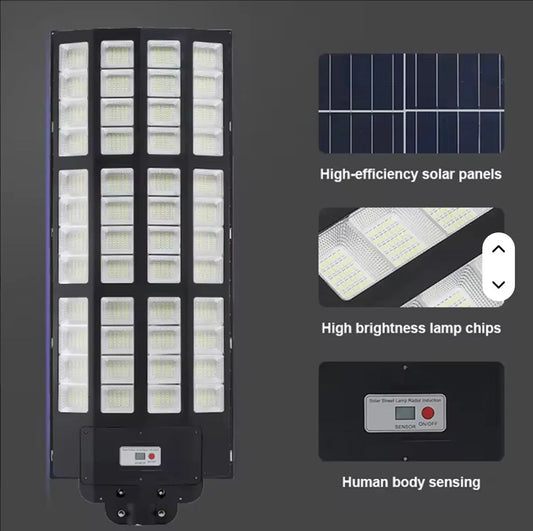 Foco Solar Ext 1500w Gran Angulo C/sensor Ctrl Y Brazo Blanco Frio