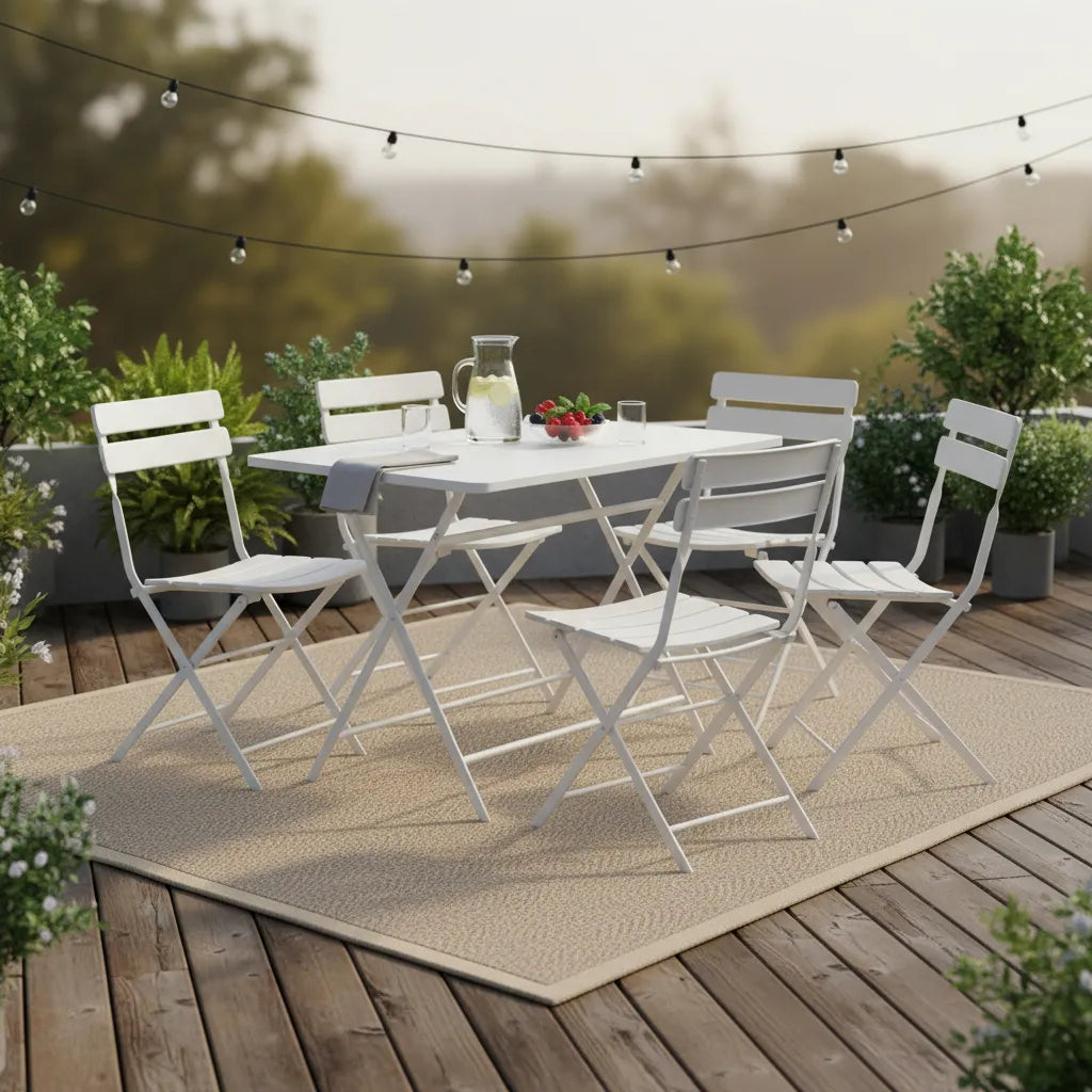 Mesa Plegable Y 4 Sillas Acero