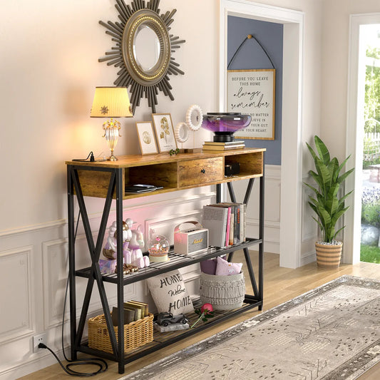 Mesa De Arrime Recibidor 1 Cajón 2 Estantes Living