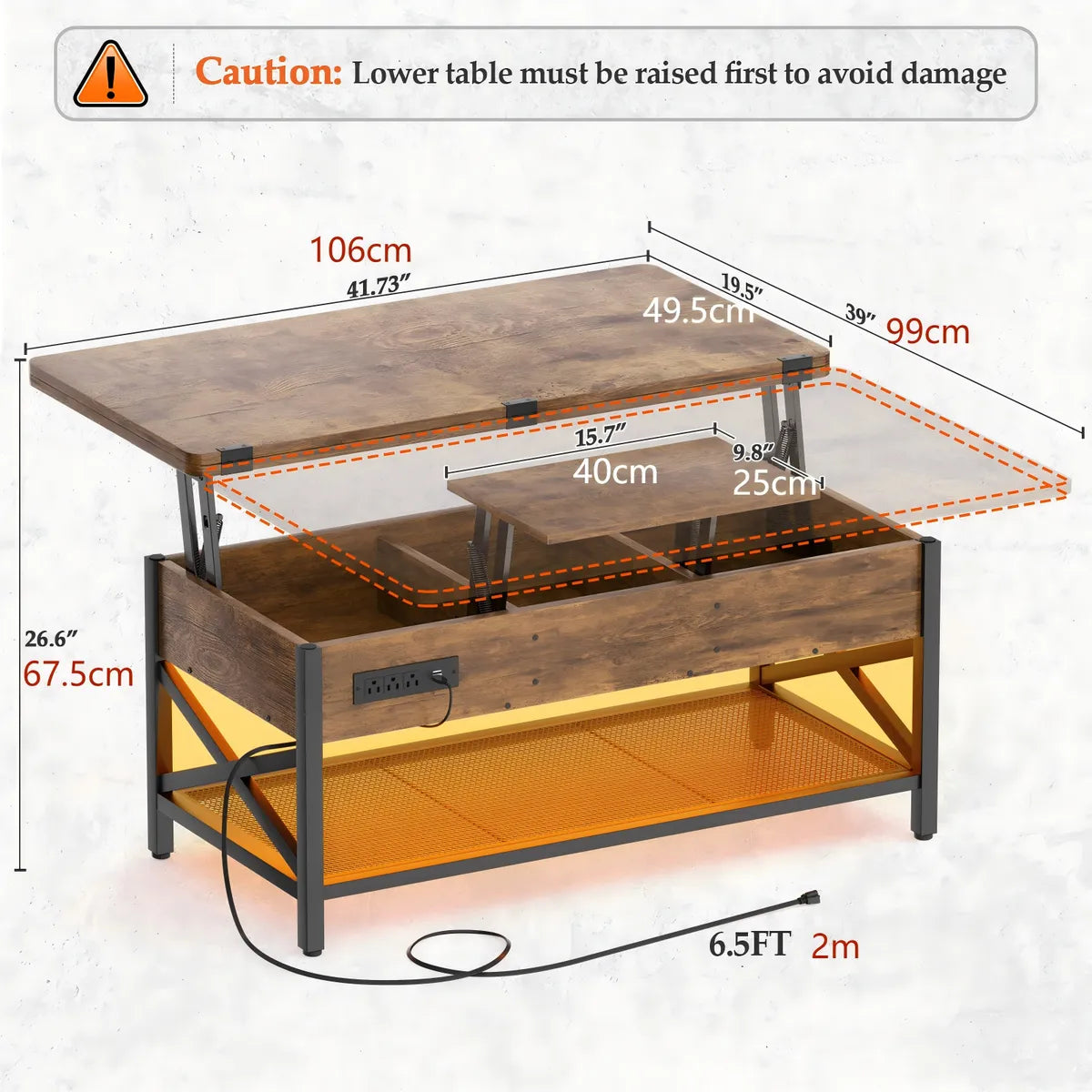Mesa Ratona Centro Extensible Led Convertible A Mesa Comedor