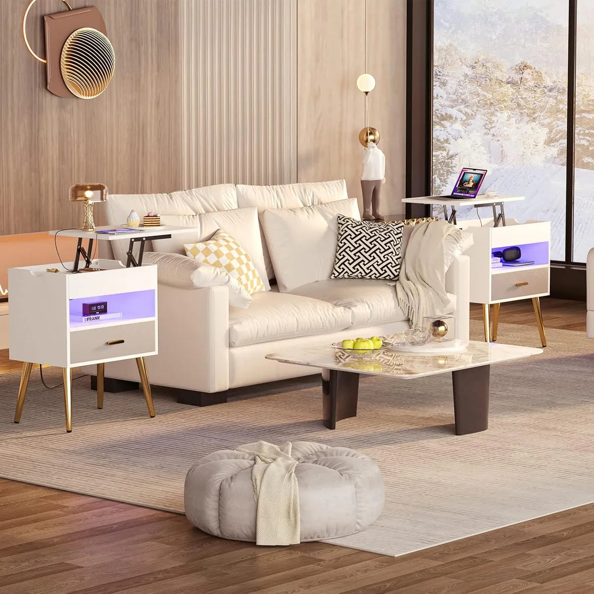 Mesas De Luz C/ Cajón, Estación De Carga Tapa Aérea Dormitorio