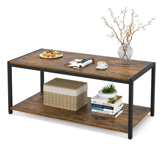 Mesa Ratona De Centro Con Estante Living