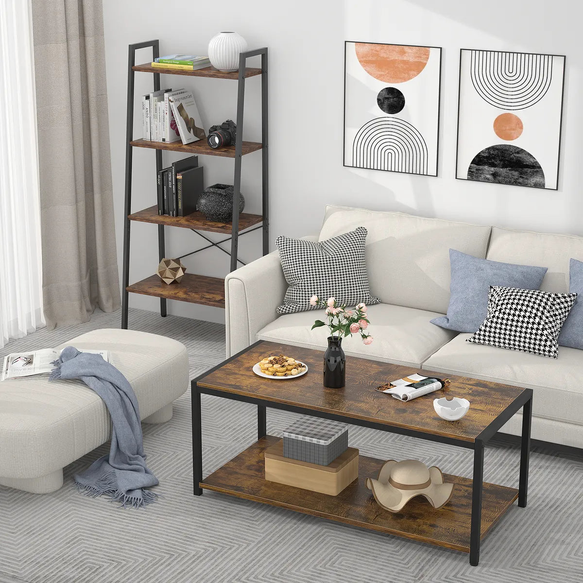 Mesa Ratona De Centro Con Estante Living