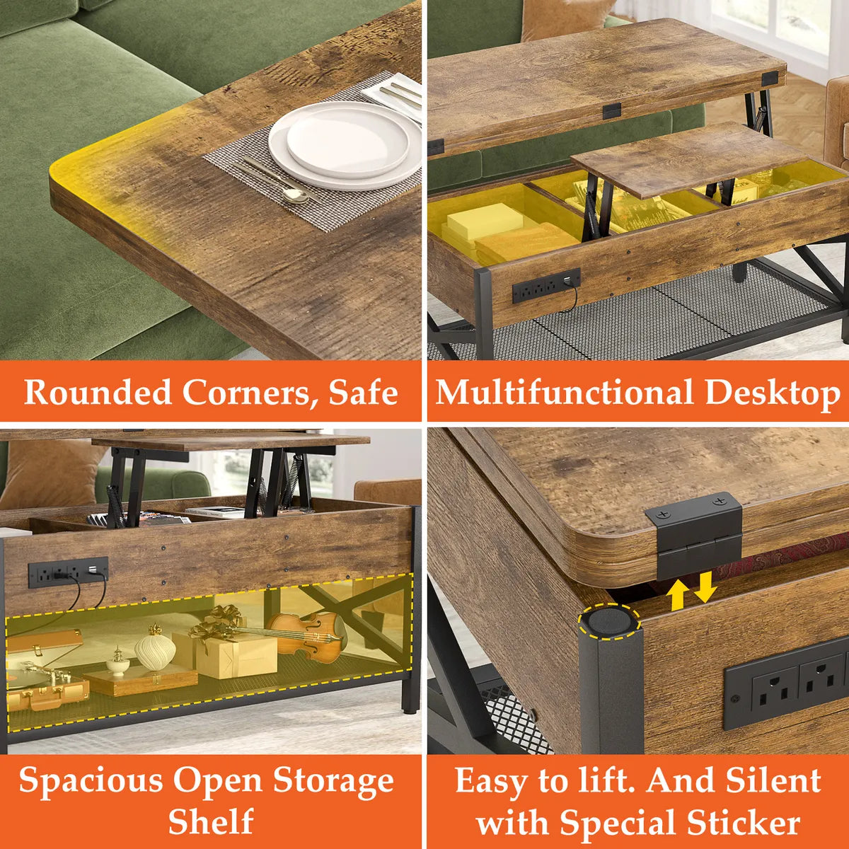 Mesa Ratona Centro Extensible Led Convertible A Mesa Comedor