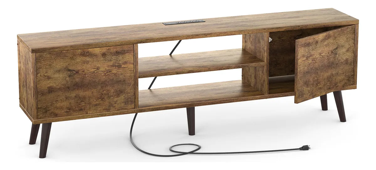 Rack Tv 2 Estantes 2 Cajones C/ Toma Corriente Incorporado