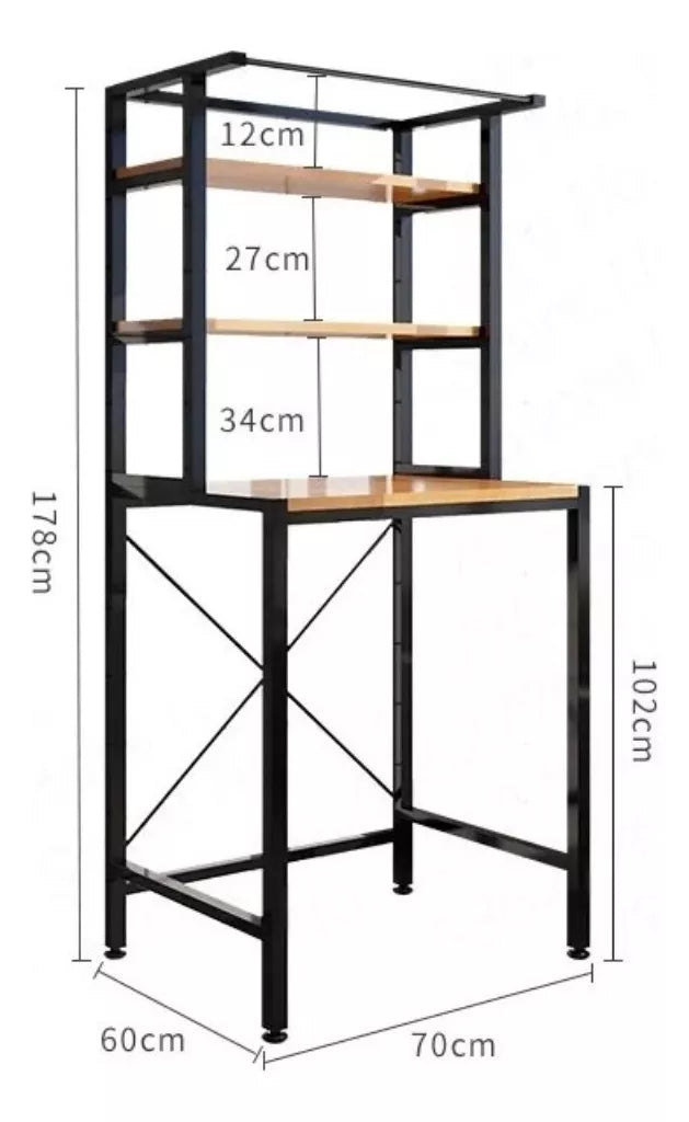 Estantería Mueble Acero Y Madera Multiuso P/ Lavarropa Baño