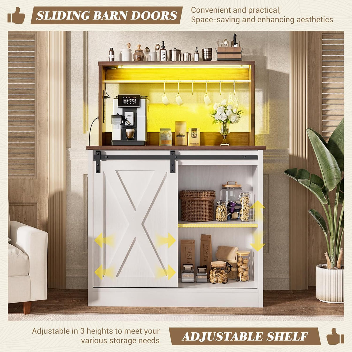 Mueble Bar Rustico Led Puerta Granero - PRÓXIMO INGRESO