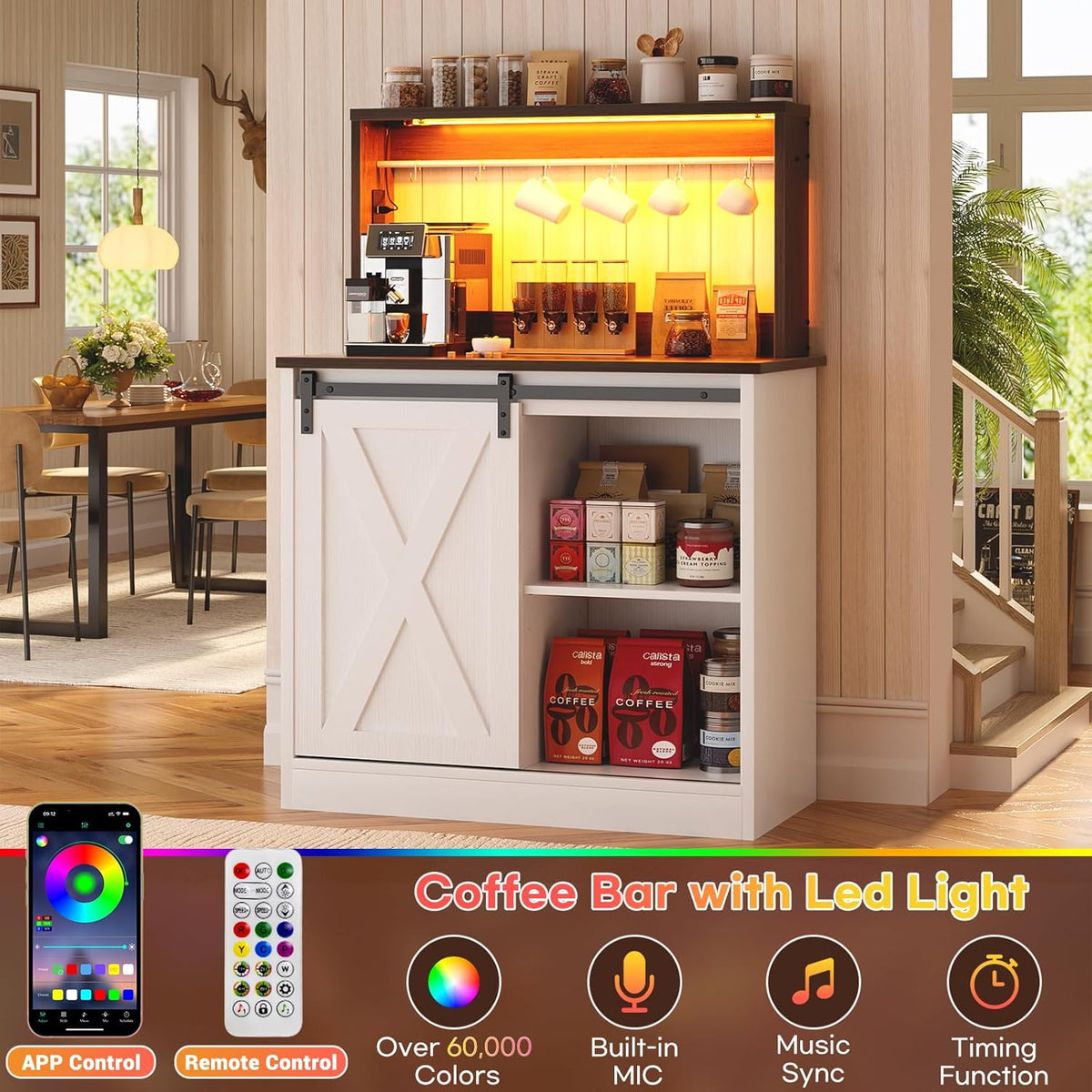 Mueble Bar Rustico Led Puerta Granero - PRÓXIMO INGRESO
