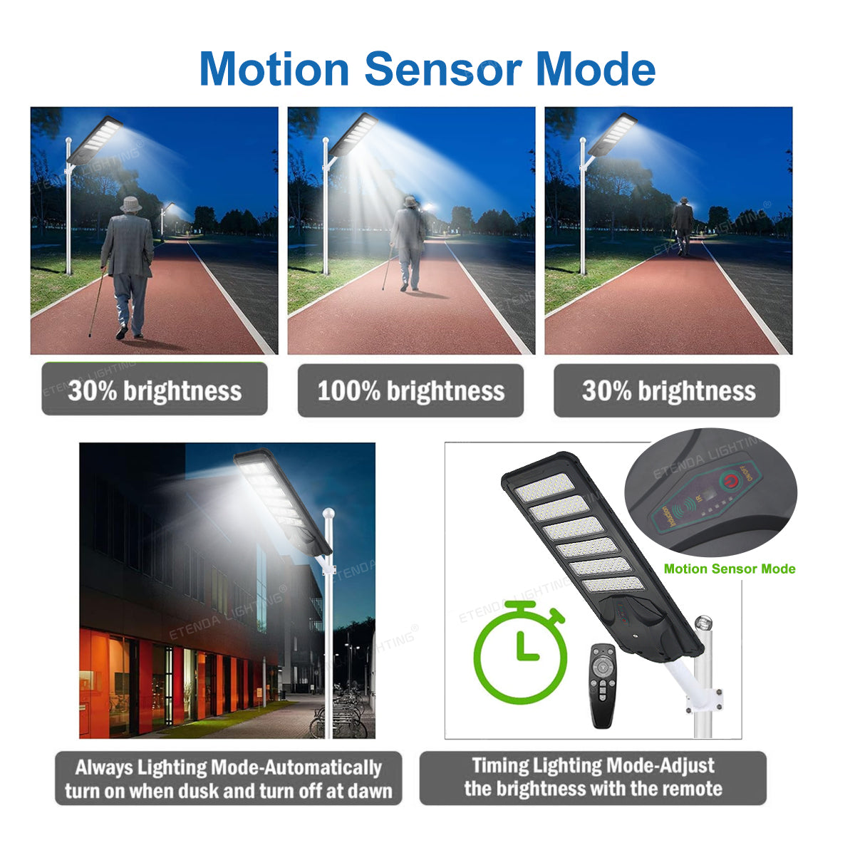 Foco Solar Led 500w C Sensor Control + Brazo Luz Fria