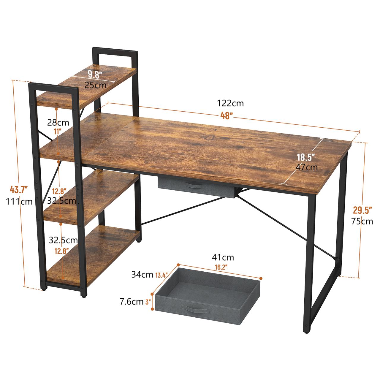 Escritorio Estantería Repisa y Cajón