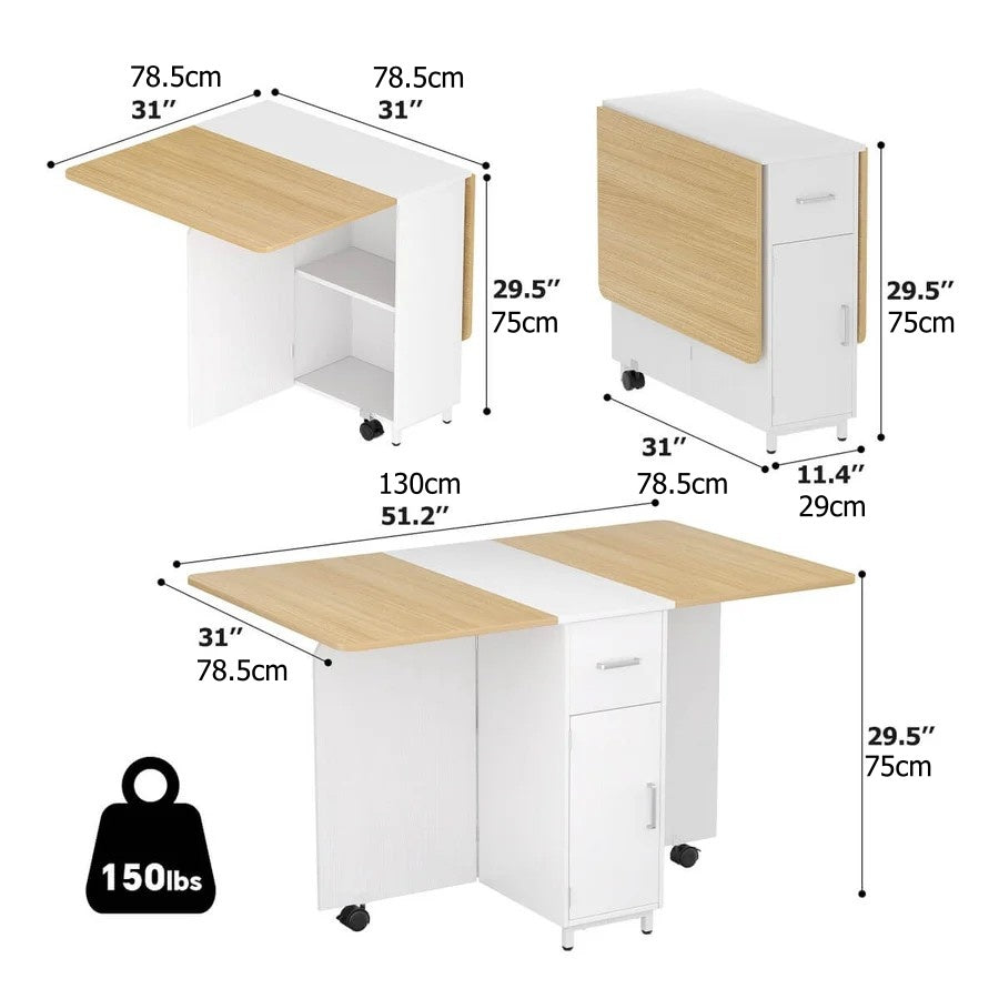 Mesa Plegable Desayunador Con Almacenamiento