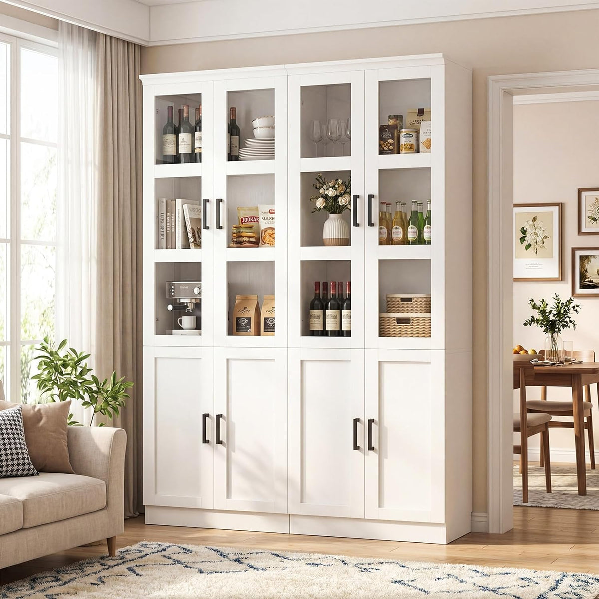 Alacena Vitrina Blanca Con 4 Puertas
