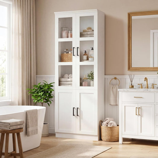 Alacena Vitrina Blanca Con 4 Puertas