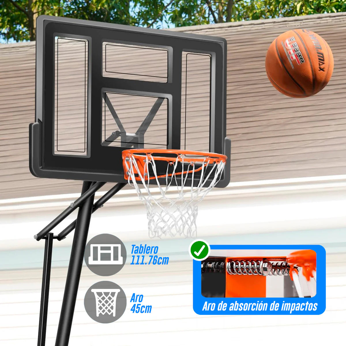 Tablero Básquetbol Profesional Altura Ajustable 1.5 A 3.05